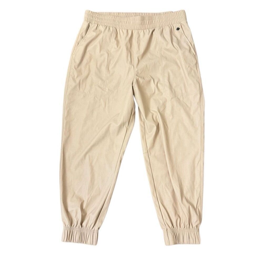 NEW CALIA Ath-leather Jogger Barely Khaki Faux Leather Pants Size XL